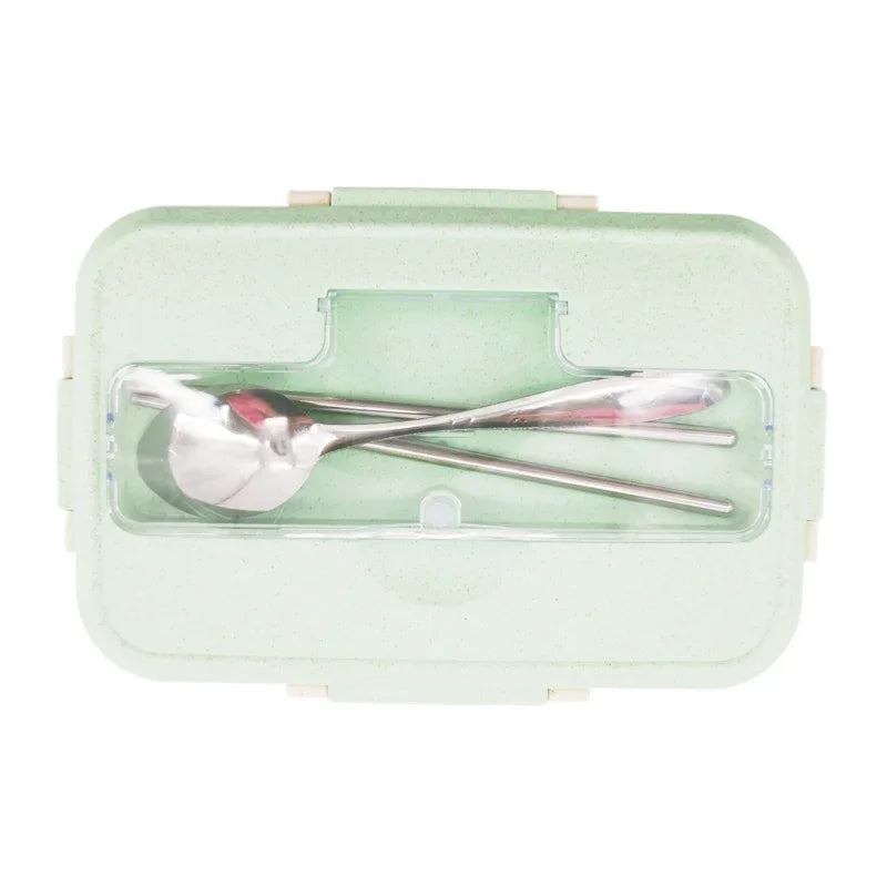 Microwave Lunch Box Wheat Straw Dinnerware Food Storage Container Children Kids School Office Portable Bento Box Lunch Bag