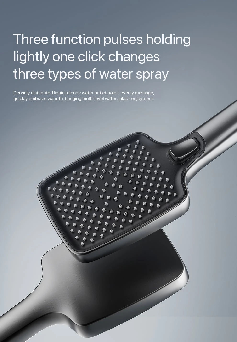 Gray Piano Button Ambient Light Bathroom Shower Full Set Digital Display Shower System Sets Rain Faucets Shower Head