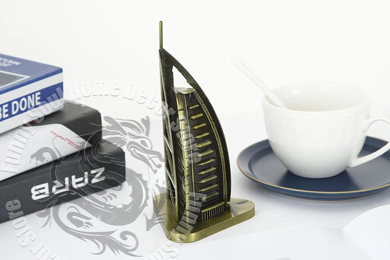 Metal Burj Al Arab Dubai Luxury Iconic Hotel Model Sail-Shaped Landmark Replica Elegant Home Office Desk Decor Souvenir Gift