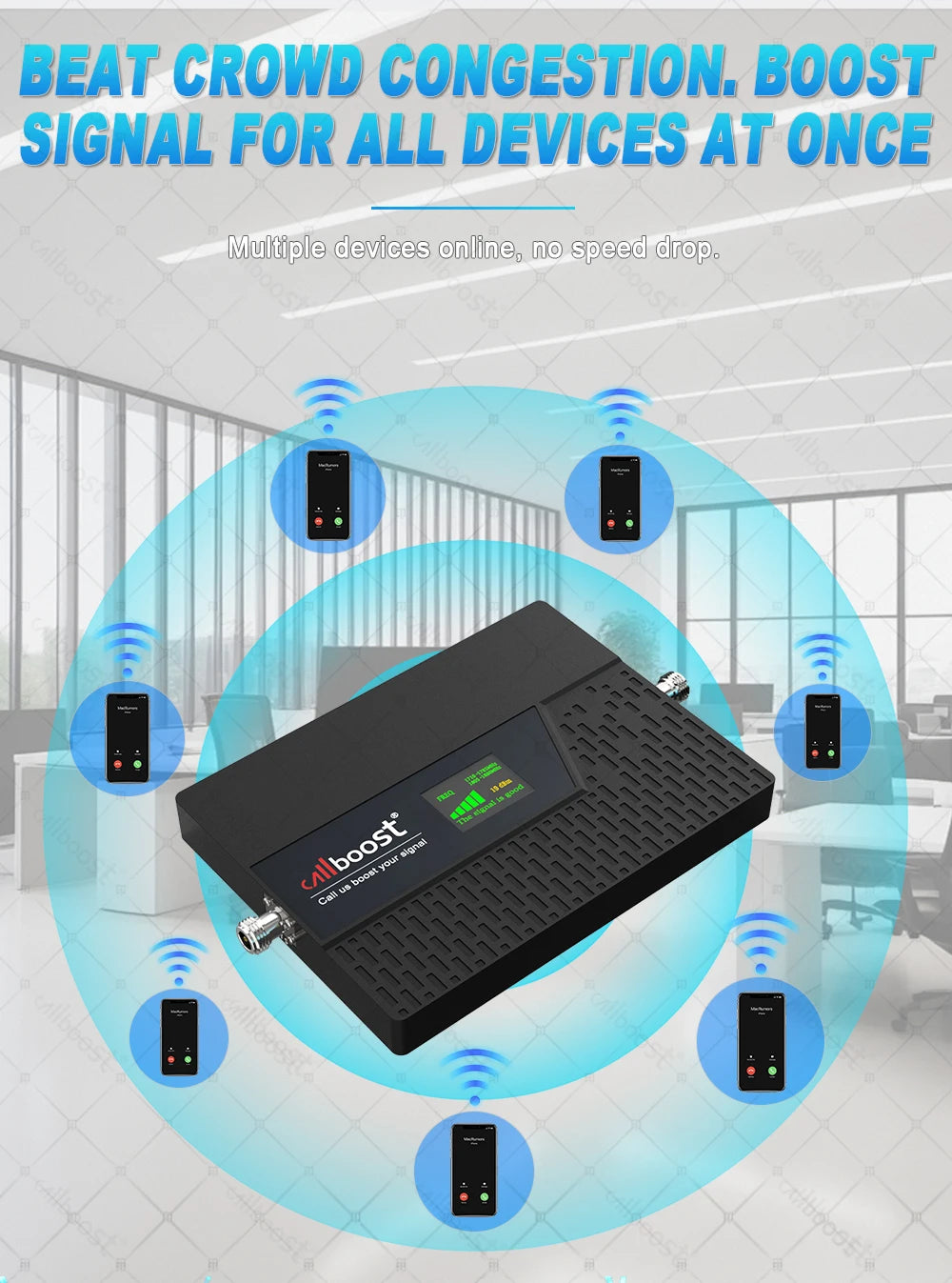 CALLBOOST 5-Band Repeater Increases Cellphone signal 4G 1800 2100 900 2600 800 700MHz GSM LTE Signal Amplifier Enhanced Network