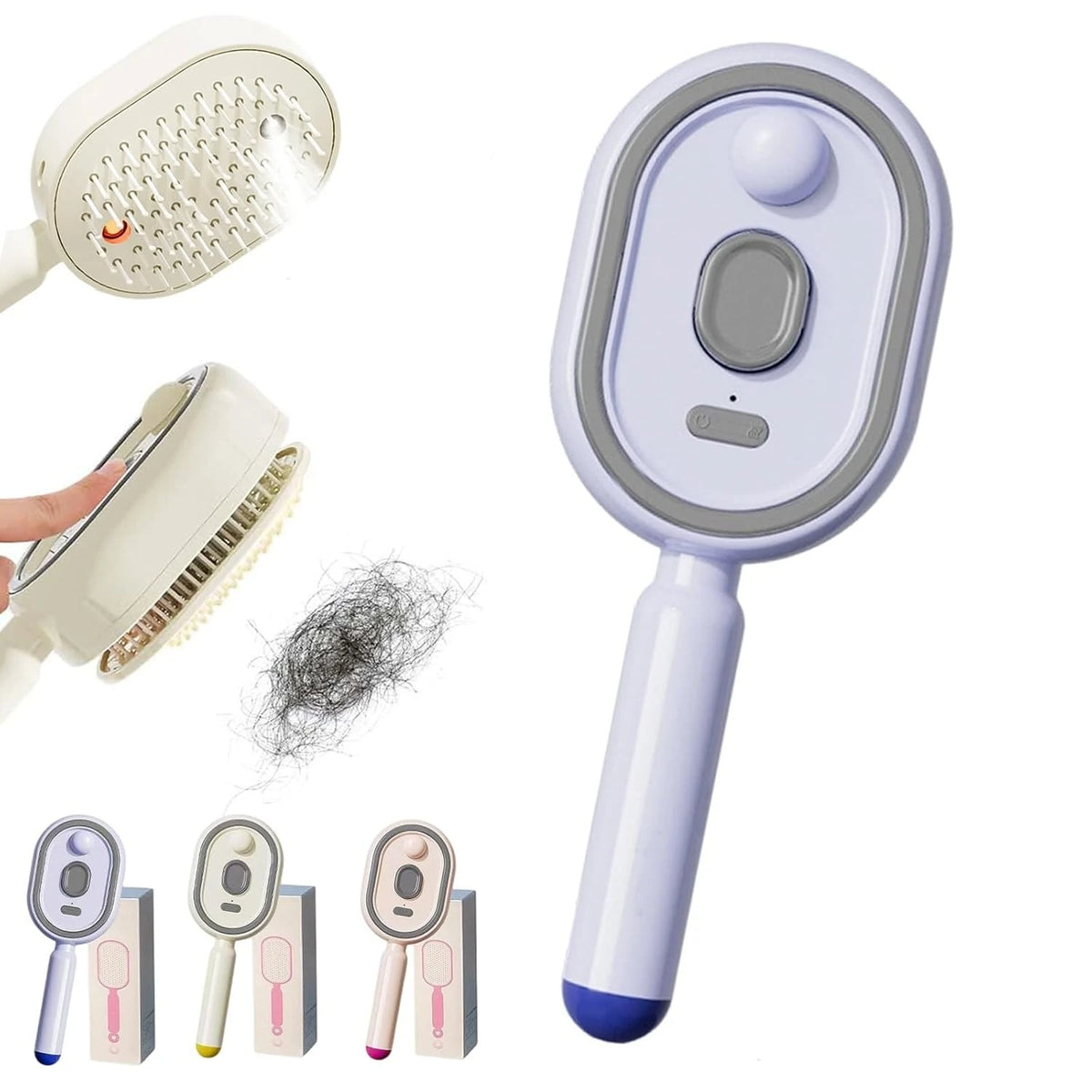 Electric steam comb with spray massage function, 2026. Reduces frizz and prevents static electricity