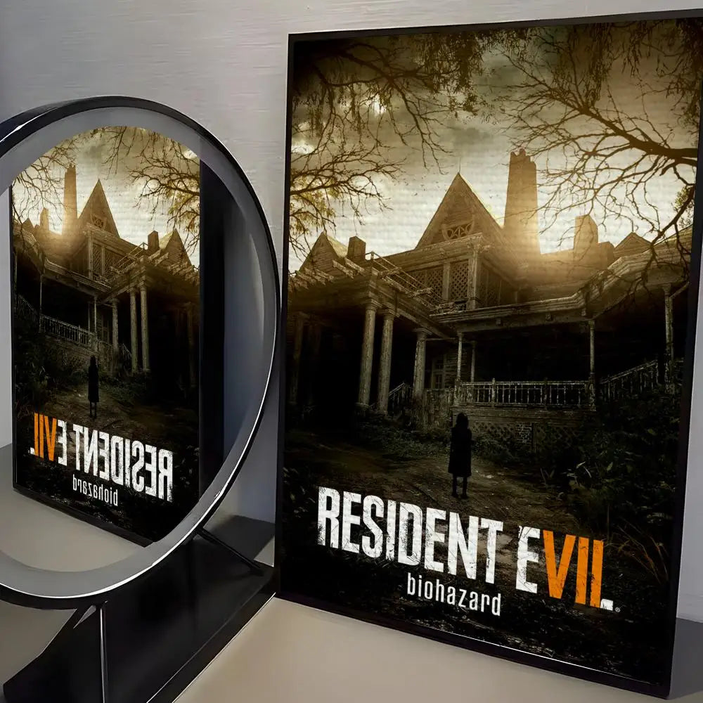 R-Resident Evil Game Poster Home Living Bed Room Bar Hallway Sticky Wall Art Printing Aesthetic Decor