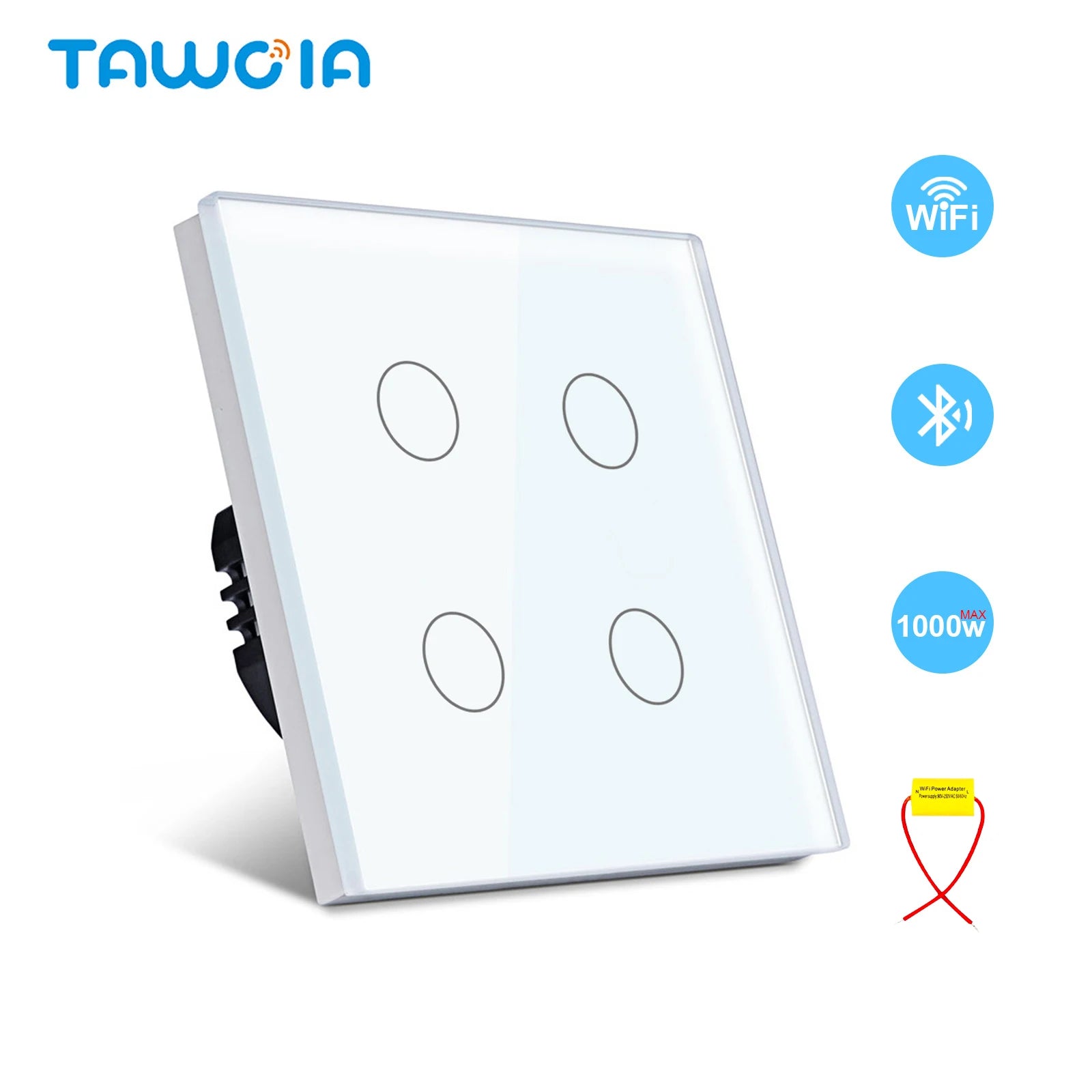 TAWOIA Wifi Touch Light Switches 1/2/3/4Gang Smart Wall Switch Tuya Smart Life Alexa Voice Control With Capacitor L/N1000W