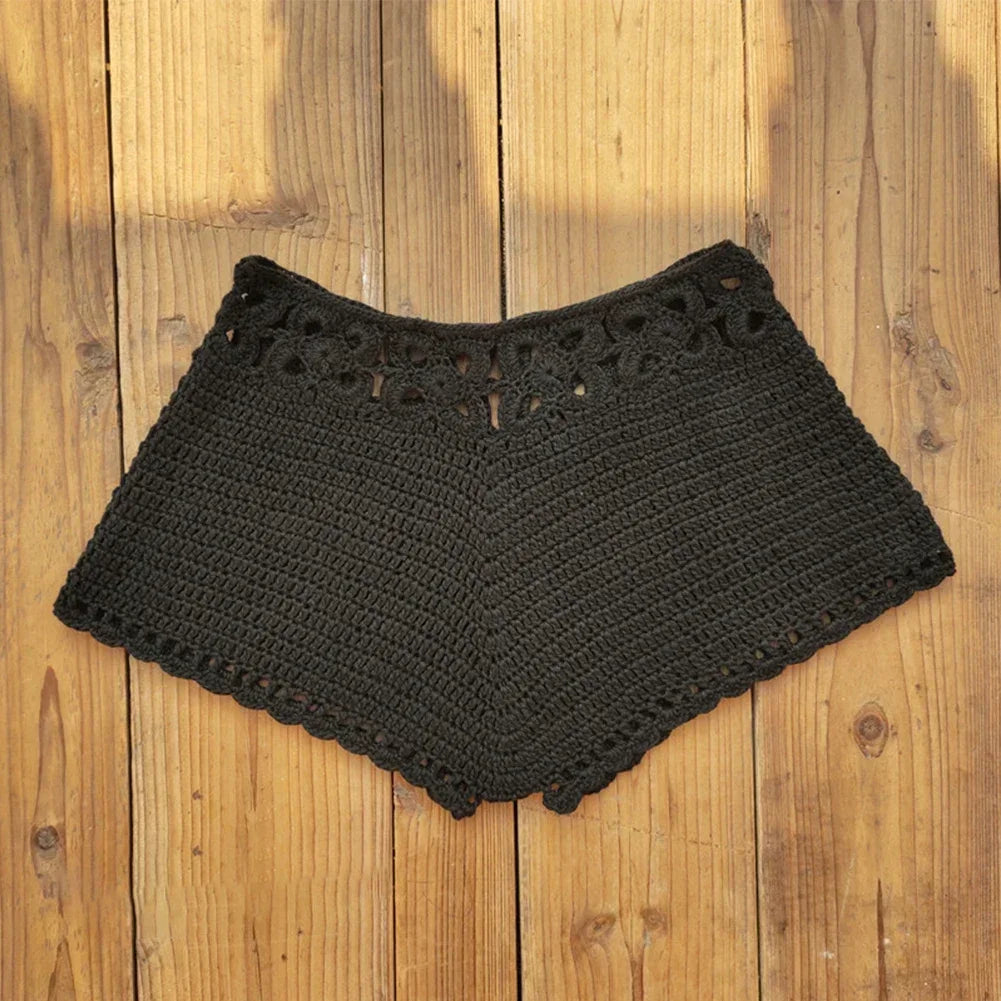 Women Relaxed Crochet Swim Shorts Bottoms Bikini Beach Swimwear Swimming Pants Acrylic Outdoor Swimming Pants Lounge Shorts
