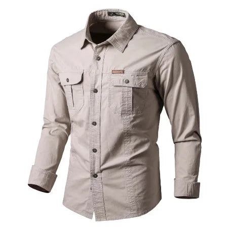 Men's Long Sleeve Outdoor Workwear Shirt Breathable Comfortable Cotton Sweat Absorbent Casual Business Style Loose Fit Spring...