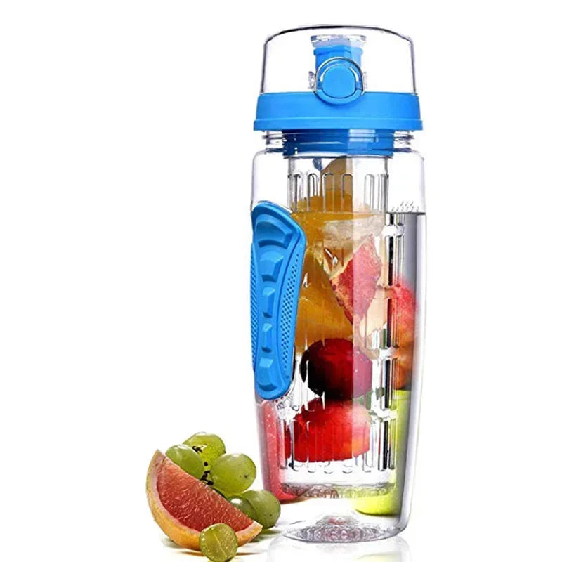 32 OZ Fruit Infuser Water Bottle BPA Free Sports Bottle Tritan Leakproof Plastic Fruit Water Bottle for Gym Camping Travel