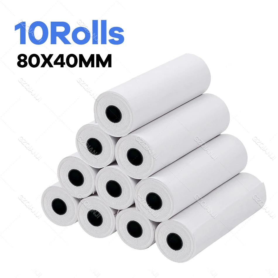 80mm Width Non-Adhesive Thermal Printer Paper for Pos Receipt Maker Black on White Printing 3 Rolls Suitable Notes List Photo