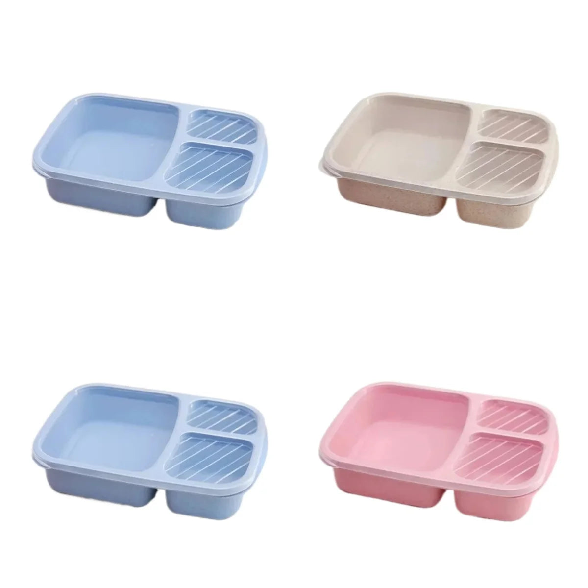 1/2pcs Bento Lunch Box Set 3 Compartment Food Storage Containers Wheat Straw Meal Prep Lunch Box Plastic Food Storage Containers