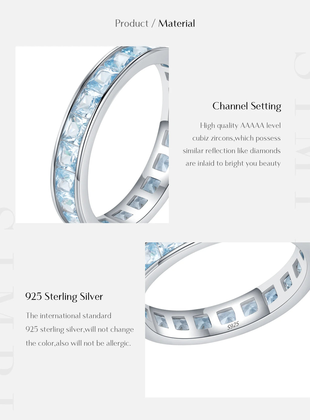 MODIAN 925 Sterling Silver Luxury Square Zirconia Finger Ring Fashion Stackable Eternity Band Rings For Women Fine Jewelry