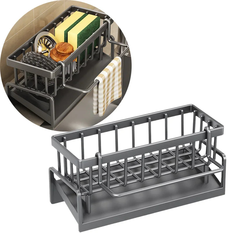 Kitchen Sink Drain Rack Organizer ABS Plastic Self-draining Sink Shelf Soap Sponge Holder Dishcloth Towel Rack filter basket