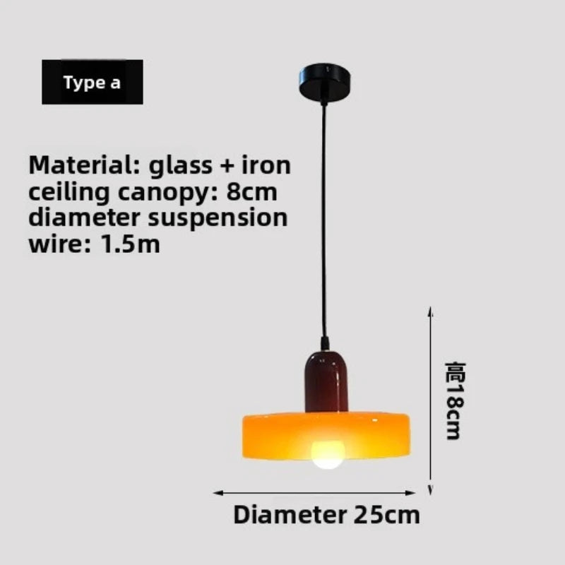 Japanese Bauhaus Glass Pendant Lights for Study Homestay Classical Atmosphere Ceiling Chandeliers LED Lamps Medieval Fixtures