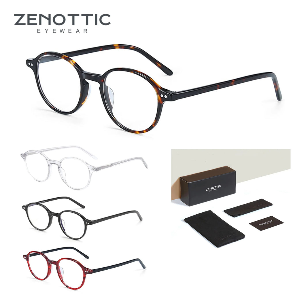 ZENOTTIC XS Size Unisex Ultralight Acetate Small Round Eyewear Anti Blue Light Blocking Computer Glasses Fashion Optical Frame