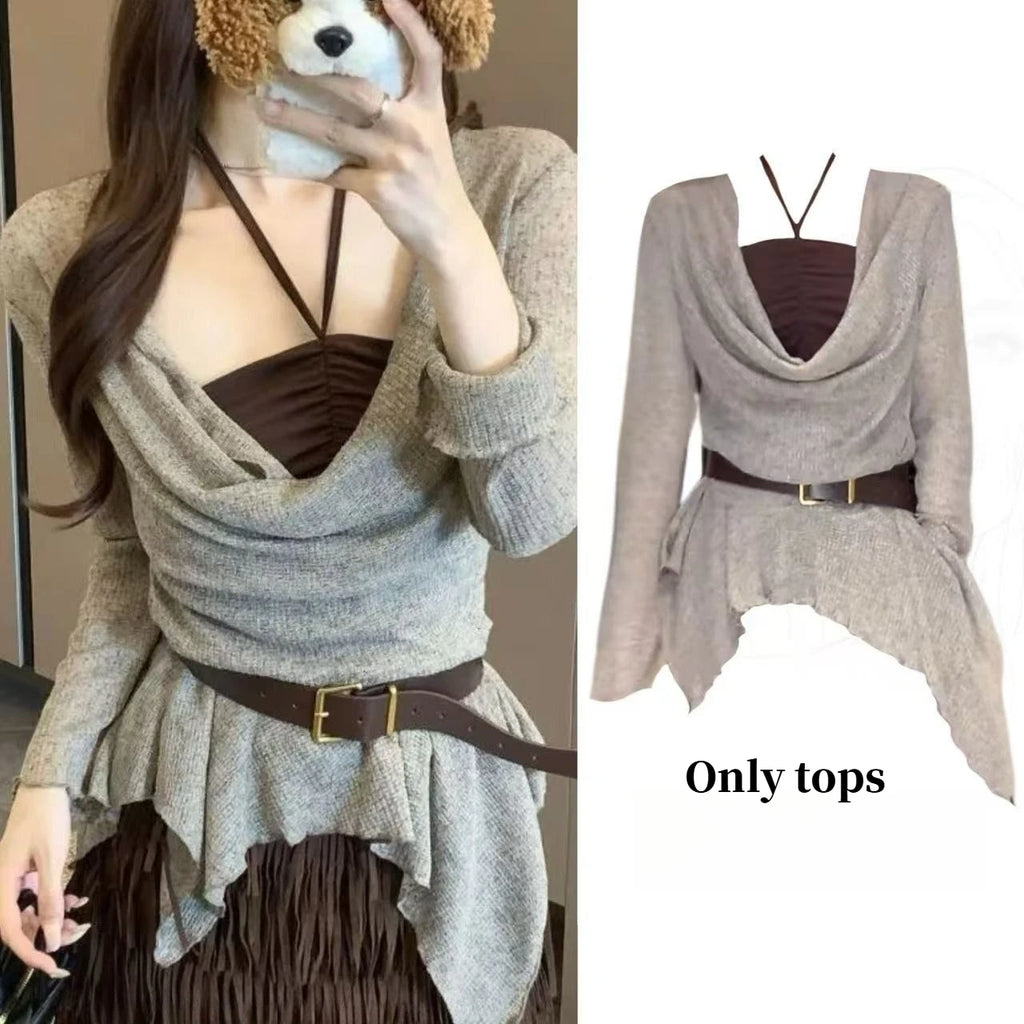 Elegant Two Piece T shirt Set Women Korean Short Sleeve Tees Striped Print Casual New Daily Fashion Outfits Outfits 2026 Sexy