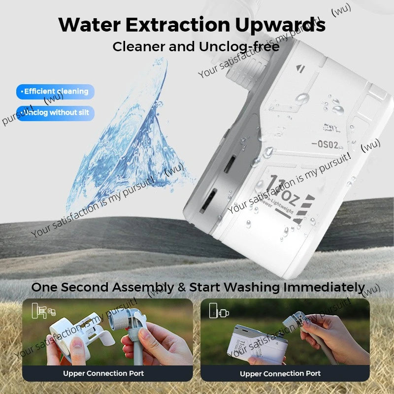 Outdoor camping shower portable, unpackaged, electric shower pump, IPX7 waterproof