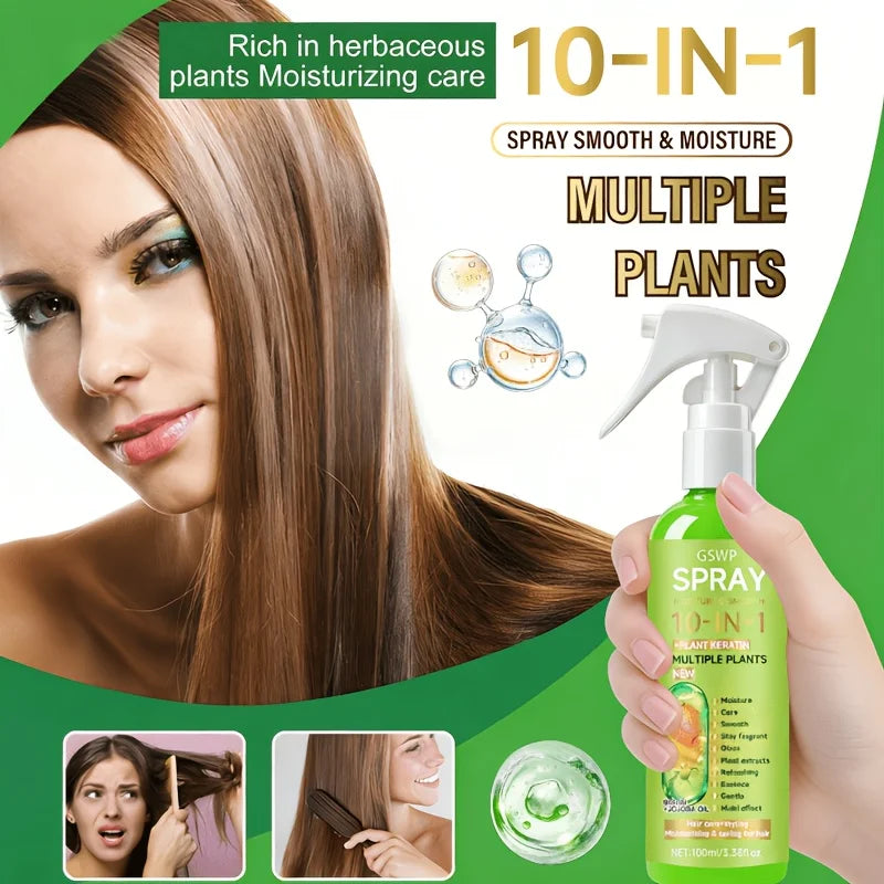 GSWP 10-In-1 Leave-In Hair Spray, Moisturizes and Smooths, While Providing Styling Moisture and Heat Protection. 100ml/200ml