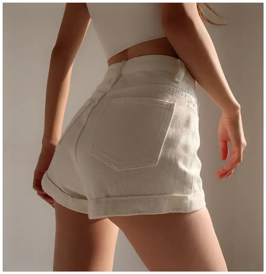 Basic Denim Shorts Women Sexy Skinny Vintage All-match High Waist Fashion Casual Streetwear Summer Chic Pure Temperament Females