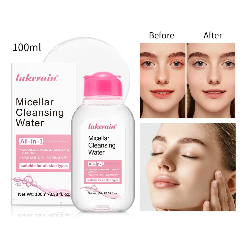 100ml Micellar Cleansing Water Makeup Remover Liquid For Face Eyes Lips Deep Cleansing Refreshing Non Tight Gentle Daily Facial Skin Care Cosmetics