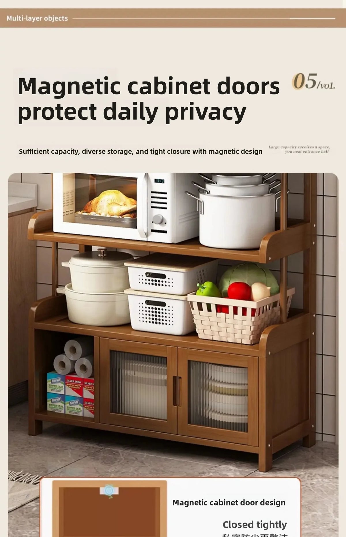 Multifunctional Kitchen Microwave Oven Shelf Multi-layer Storage Rack for Dishes Seasonings Sundries Corner Side Cabinet Organiz