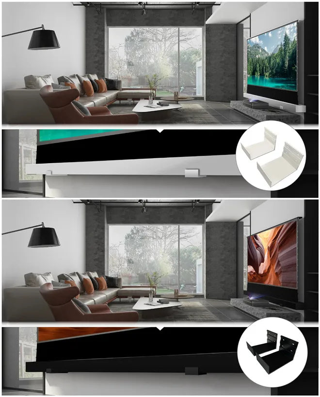 High-quality 72"-150" Laser TV Projector Screen Motorized Floor Rising PET UST ALR Projection Screen Suitable For Home Theater