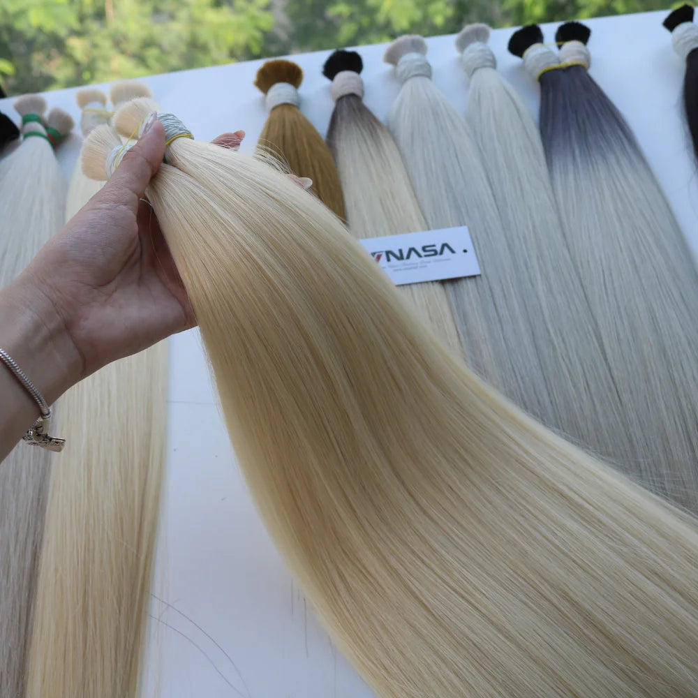 Premium 100g Vietnamese Virgin 100% Human Bulk Natural Straight Texture Super Double Drawn Machine Double Weft Express Shipping