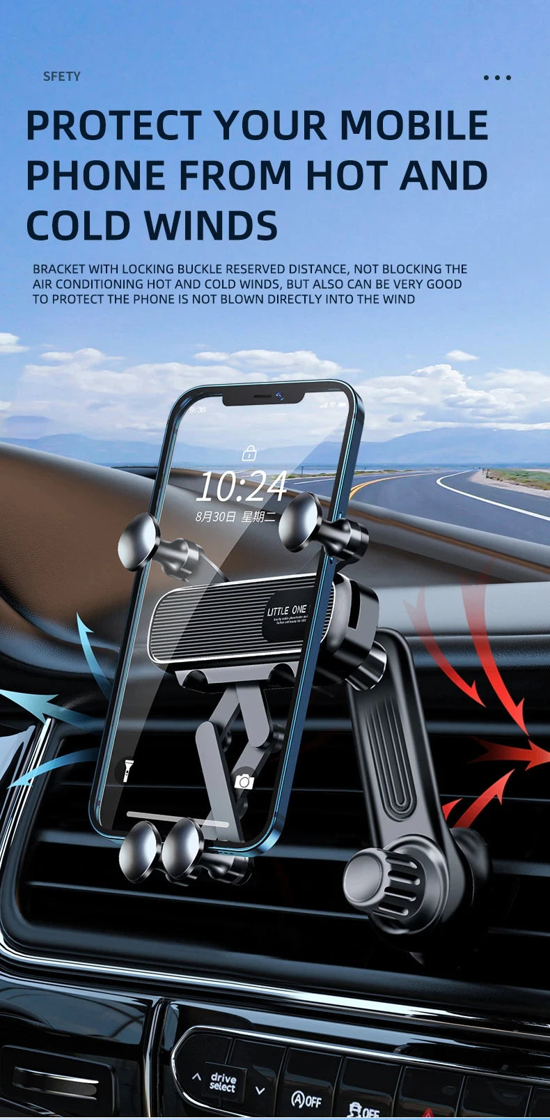 Gravity Car Phone Holder Car Air Vent Phone Mount Universal Shockproof Holder Mount  Clip