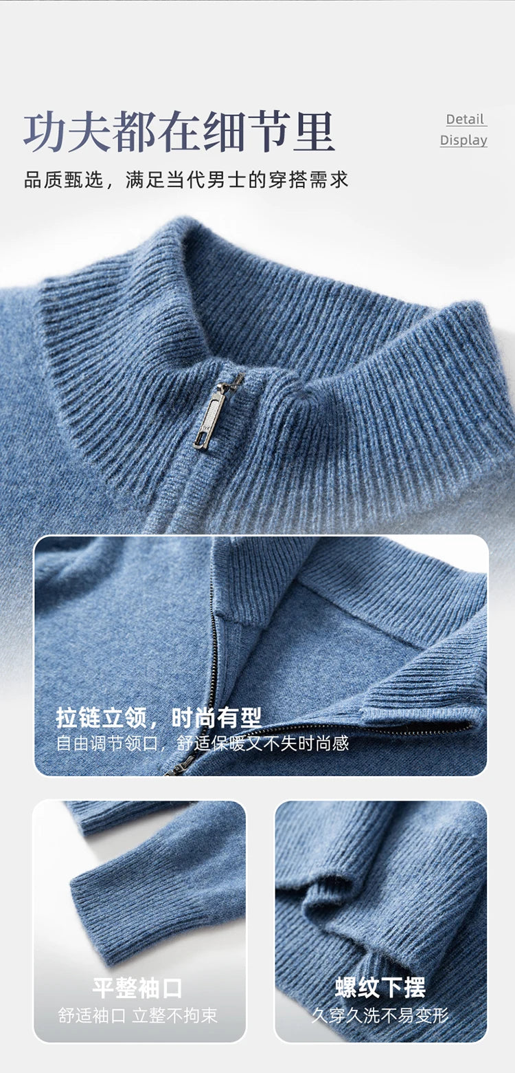 Autumn and Winter 100% Cashmere Men's Clothes Classic England Wind Solid Color Man Thicken Sweater Fashion Men Knitted Pullover
