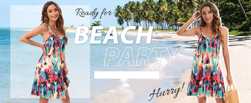 Simple and Versatile Summer Tank Dress for Women Elegant and Stylish Round-Neck Dress with Pockets Hawaiian-Style Dress