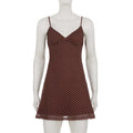Sexy Polka Dot Print Nightgown Contrasting Color V-neck Y2k Slim Fit Dress Summer Hot Girl Backless Camisole Dress Summer Dress