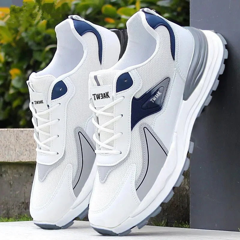 Men's Shoes New Fashion Sports Comfortable Breathable Casual Outdoor Mesh Sneakers Trending Lace-Up Thick Sole Casual Shoes