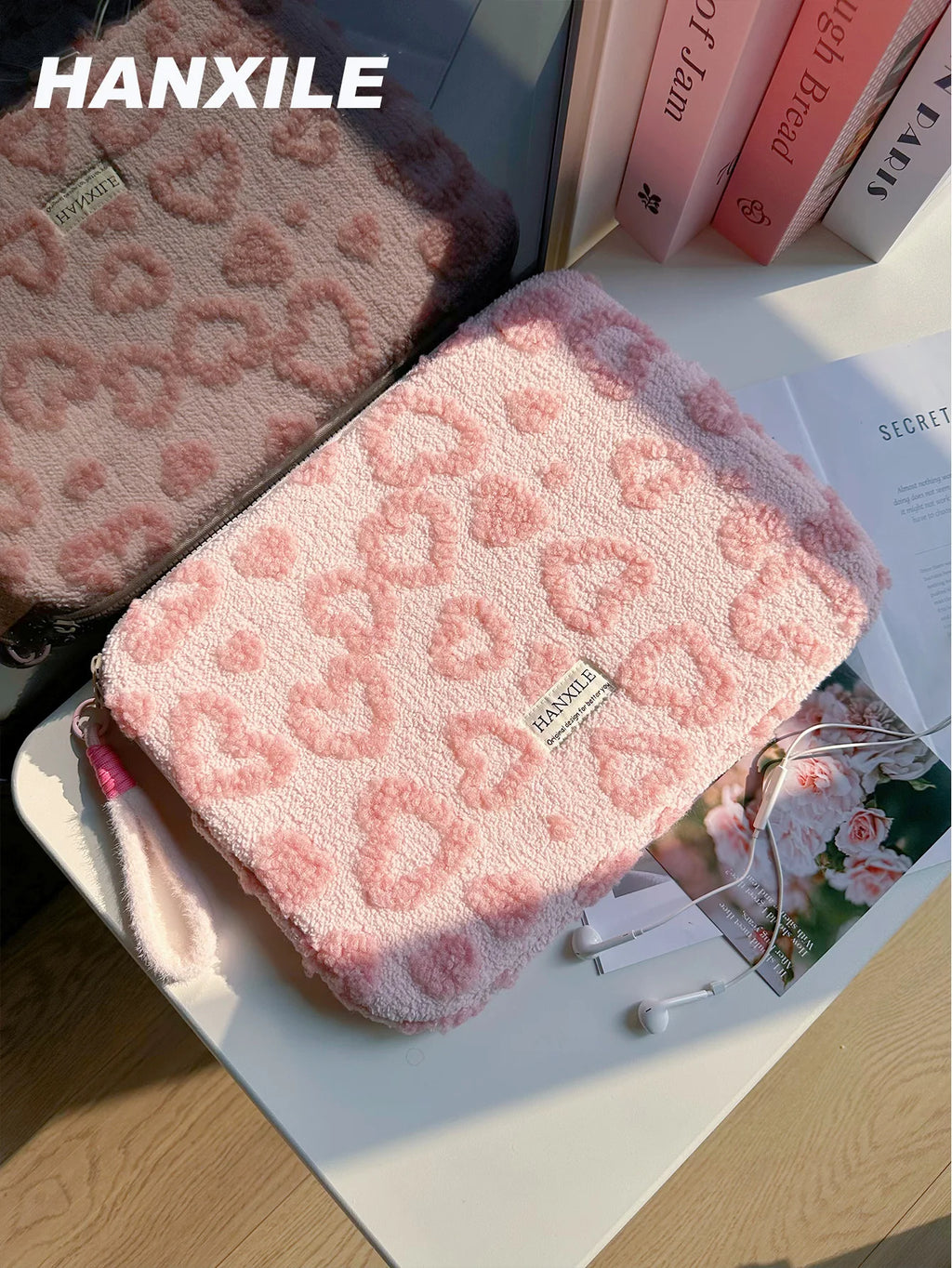 Plush Love Heart Laptop Bag iPad Tablet Bag 11/13/ 15inch Laptop Storage Bag