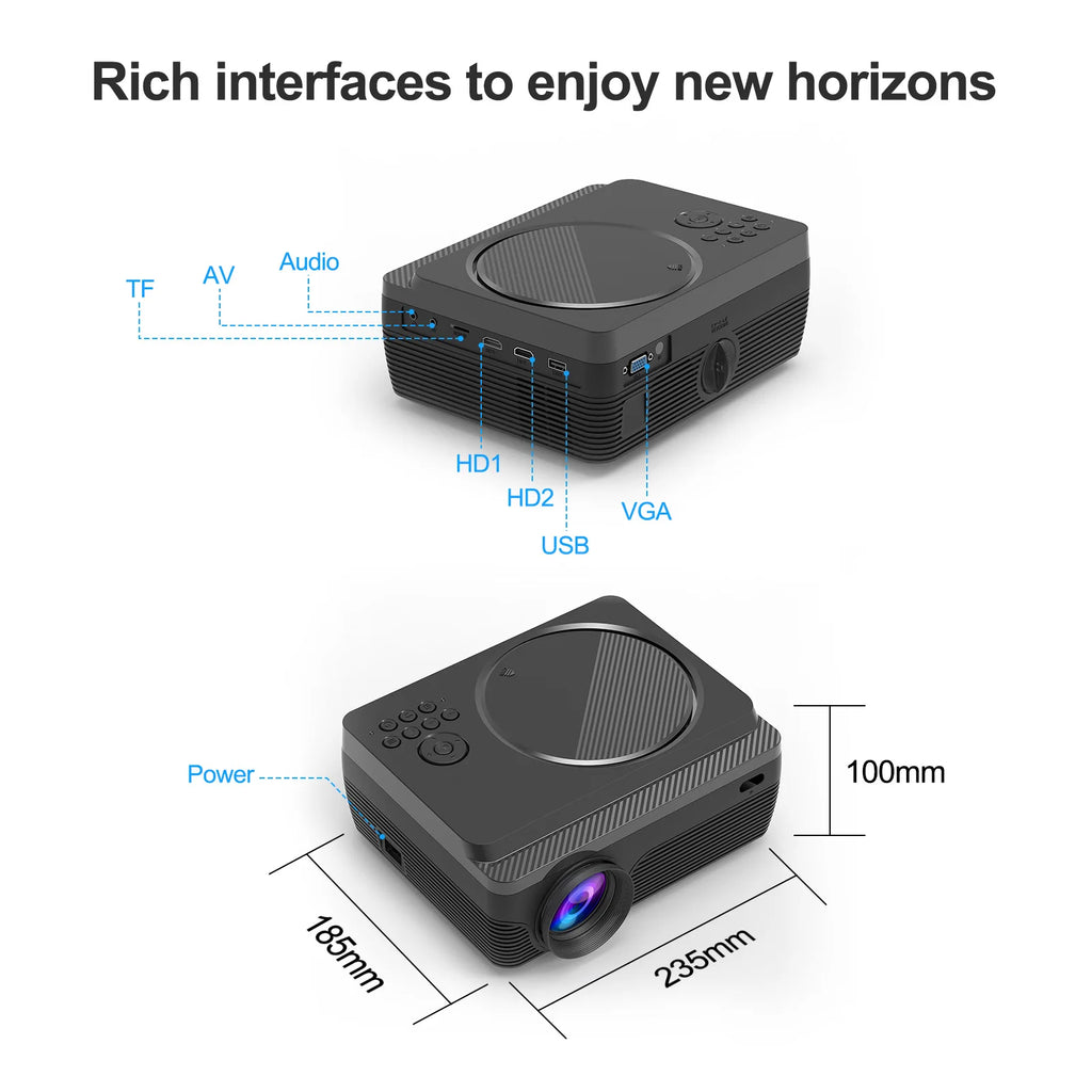 2026 H96 MAX W11 DVD Projector 1920X1080P LED Android 9.0 4K 2G 16G RK3228A 260ANSI Dual WIFI BT4.1 Outdoor Portable Home Cinema