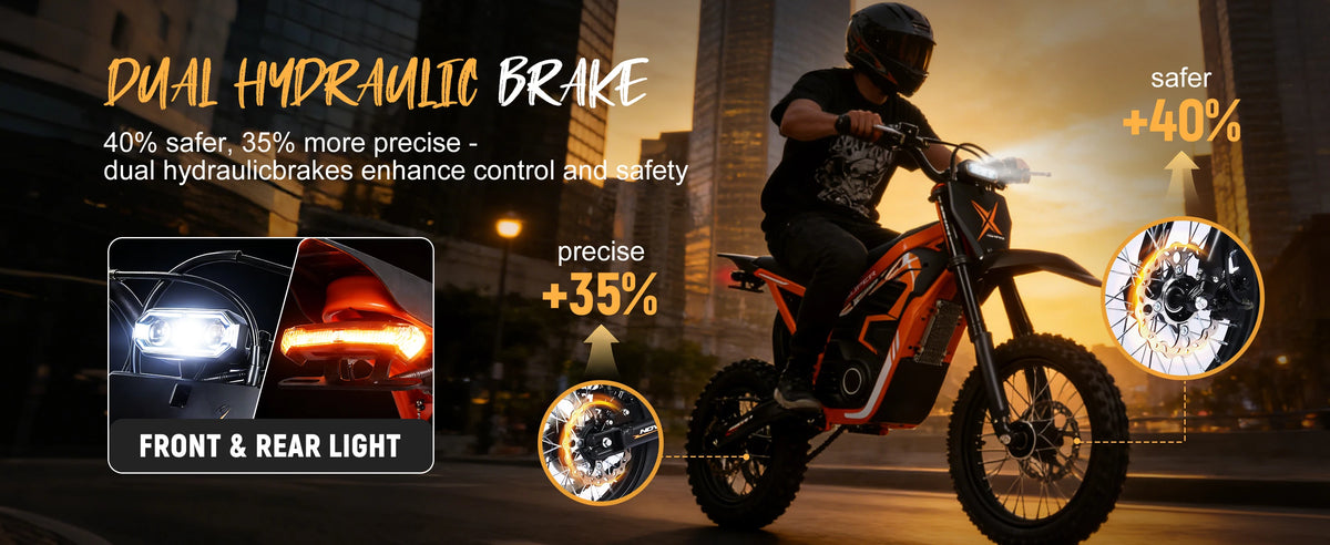 Eskute Nova X Electric Dirt Bike for Teens & Adults, 14"/12" Fat Tire Electric Motorcycle, 48V23AH Battery Nova Ebike 35-46MPH Ebike, Full Suspensions E-Moped for Kids, Teens & Adult