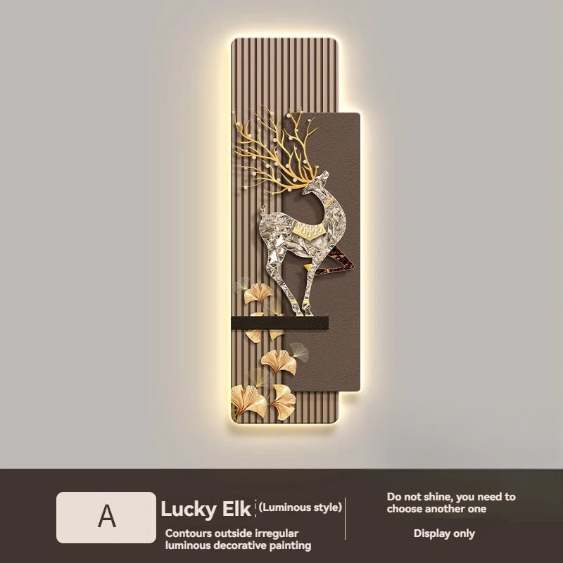 Light Luxury Entrance, Led Lights Decorative Paintings Home Decor Attracting Wealth Reindeer Living Room Corridor Mural Lights
