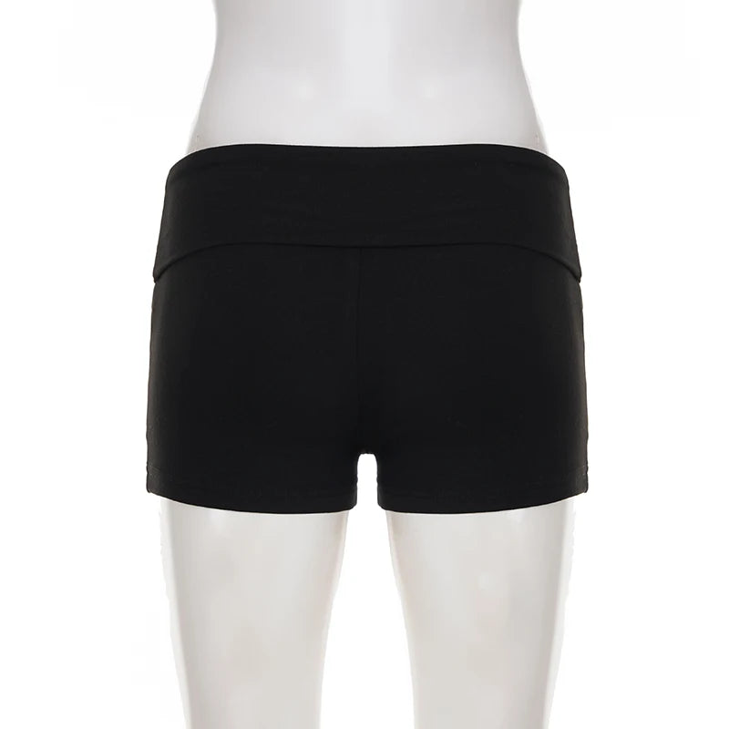 SUCHCUTE Y2k Square Rivet Low-Rise Knit Shorts Pants Streetwear Slim Elastic Shorts Bottoms All Match Casual Loungewear Summer