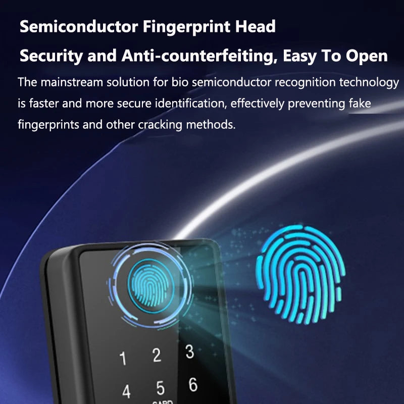 Tuya WiFi Smart Door Lock Keyless Entry Fingerprint Electronic Digital Lock TTlock App/Password/IC Card Unlock For Wooden Door