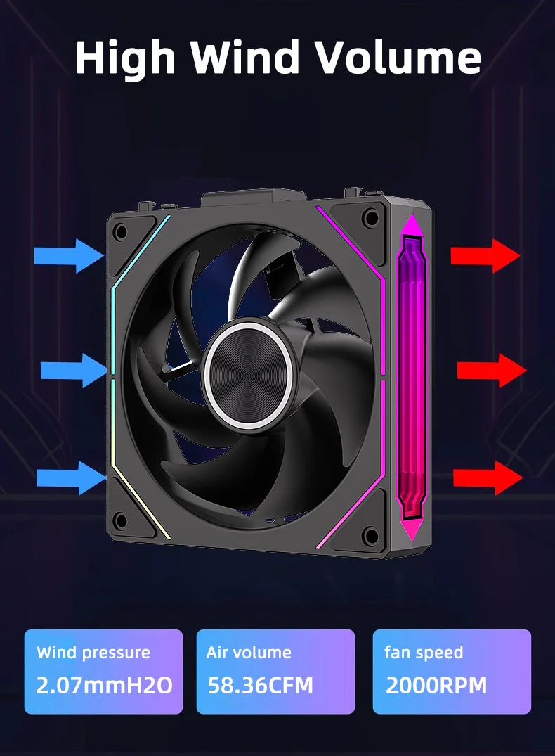 Coolcirc DL-2 Modular Wireless Splicing 120mm PC Case Cooling Fan ARGB Infinite Mirror Lighting Effect for Computer Water Cooler