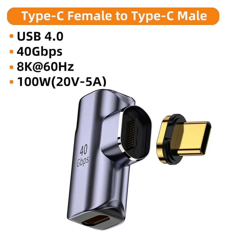 100W Type C Adapter OTG 40Gbps Magnetic Fast Data Transfer Tablet USB 4.0 Charging Converter for Phone Macbook Air Pro Laptop