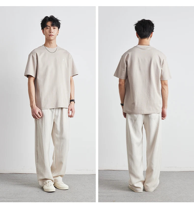 2025 Summer New Men Loose Short-sleeved Casual Breathable Quick-drying Ice Silk T-shirt Solid Color Half-sleeved Top M-3XL