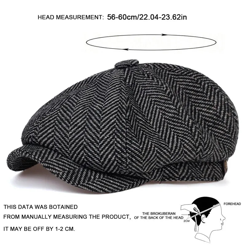 Retro Newsboy Caps Men British Painters Hats Autumn Winter Berets Herringbone Flat Cap Hip Hop Berets