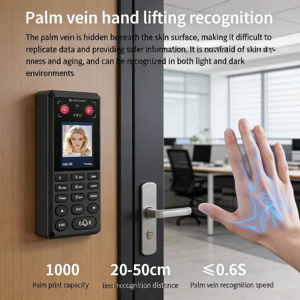 Palm Vein Face Fingerprint Recognition Attendance Machine Mobile APP QR Code Check-In Password Time Clock Access Control System