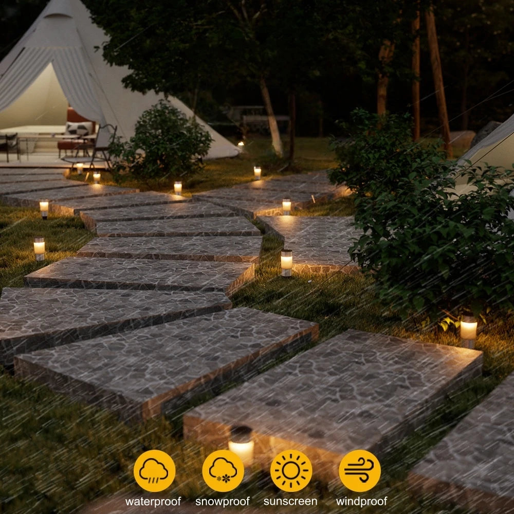 Mini Solar Pathway Lights Outdoor Solar Walkway Lights Stainless Steel Lights for Garden Yard Landscape Driveway Patio Decor