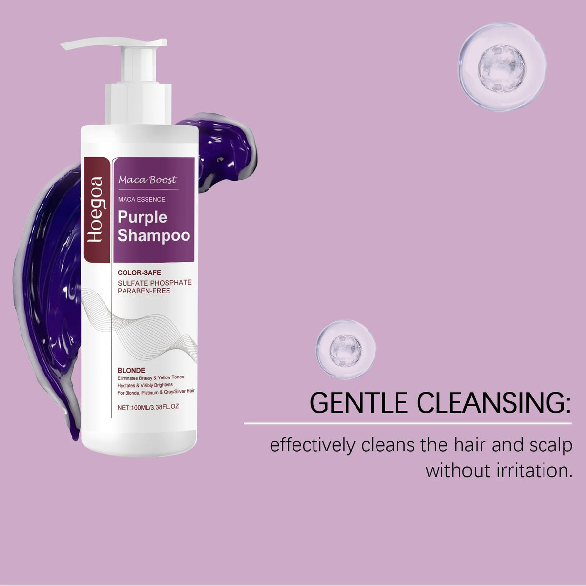 Hoegoa Nourishing Shampoo for Dry Frizzy Hair Gentle Cleansing Oil Control Soft Smooth Shiny Daily Use