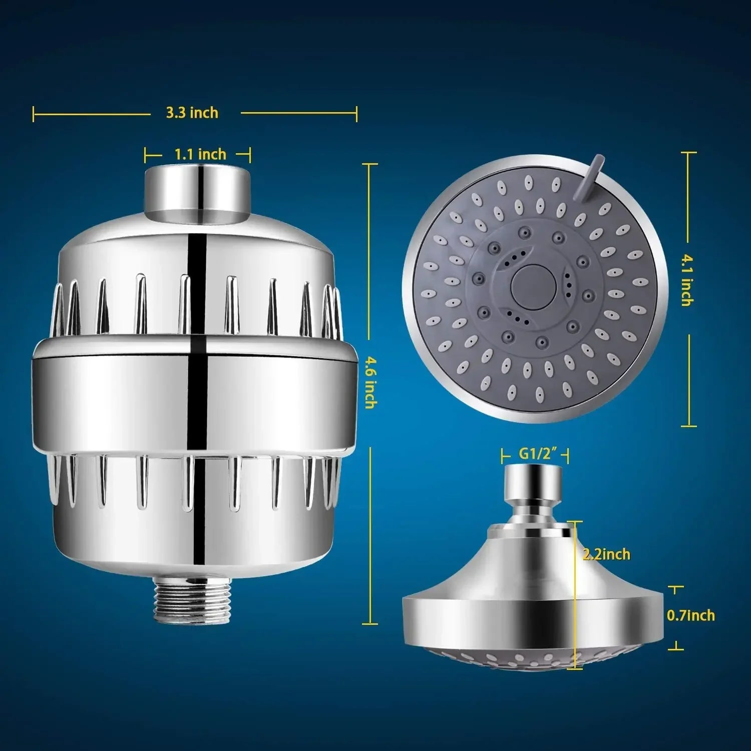 Shower head with filter, combination shower head combination, high-pressure nozzle with water filter for beauty and skincare