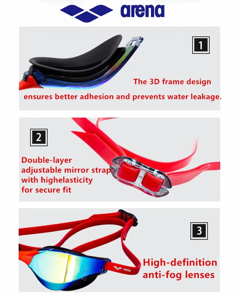 ARENA Professional Racing Swimming Goggles Waterproof Anti-Fog High Definition UV400 for Competition And Training Swim Equipment