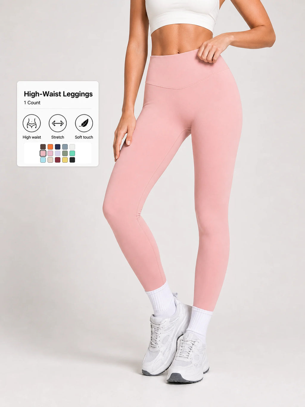 Women High Waist Yoga Pants Soft Stretch Leggings Tummy Control Fitness Gym Running Workout Sports Trousers