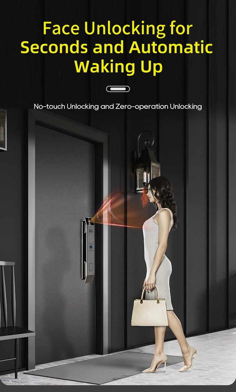 3D Face Recognition Fingerprint Password Smart Door Lock with  Remote Unlocking Wishome APP  Smart Lock Electronic door lock