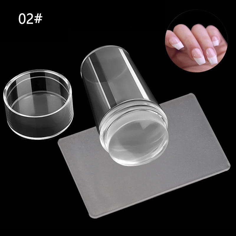 Nails Art Stamping Plates Kit French Manicure Design Plate Stamp Polish Stencil Template Seal Stamper Scraper Accessories Tools