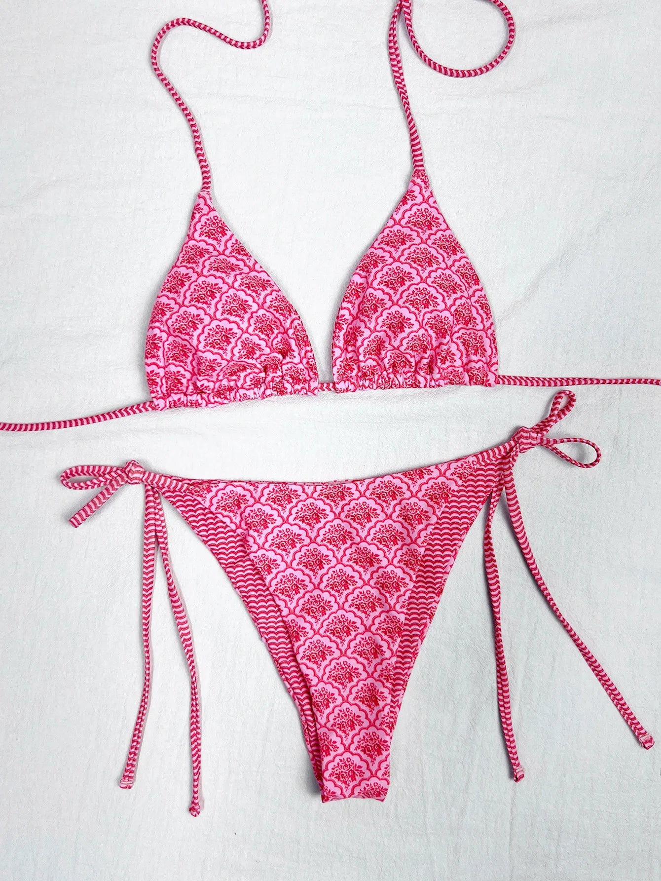 2026 Retro Polka Dot Tie Side Bikini Set for Women, Sexy Push Up Halter Neck Swimwear, High Waist Beach Bathing Suit, Summer