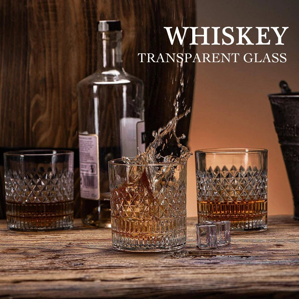 Whiskey Rocks Glass with Luxury Box - Set of 4pcs, 11 Oz Transparent Whiskey Glass for Scotch, Cocktail Drinks, Unique Gifts for