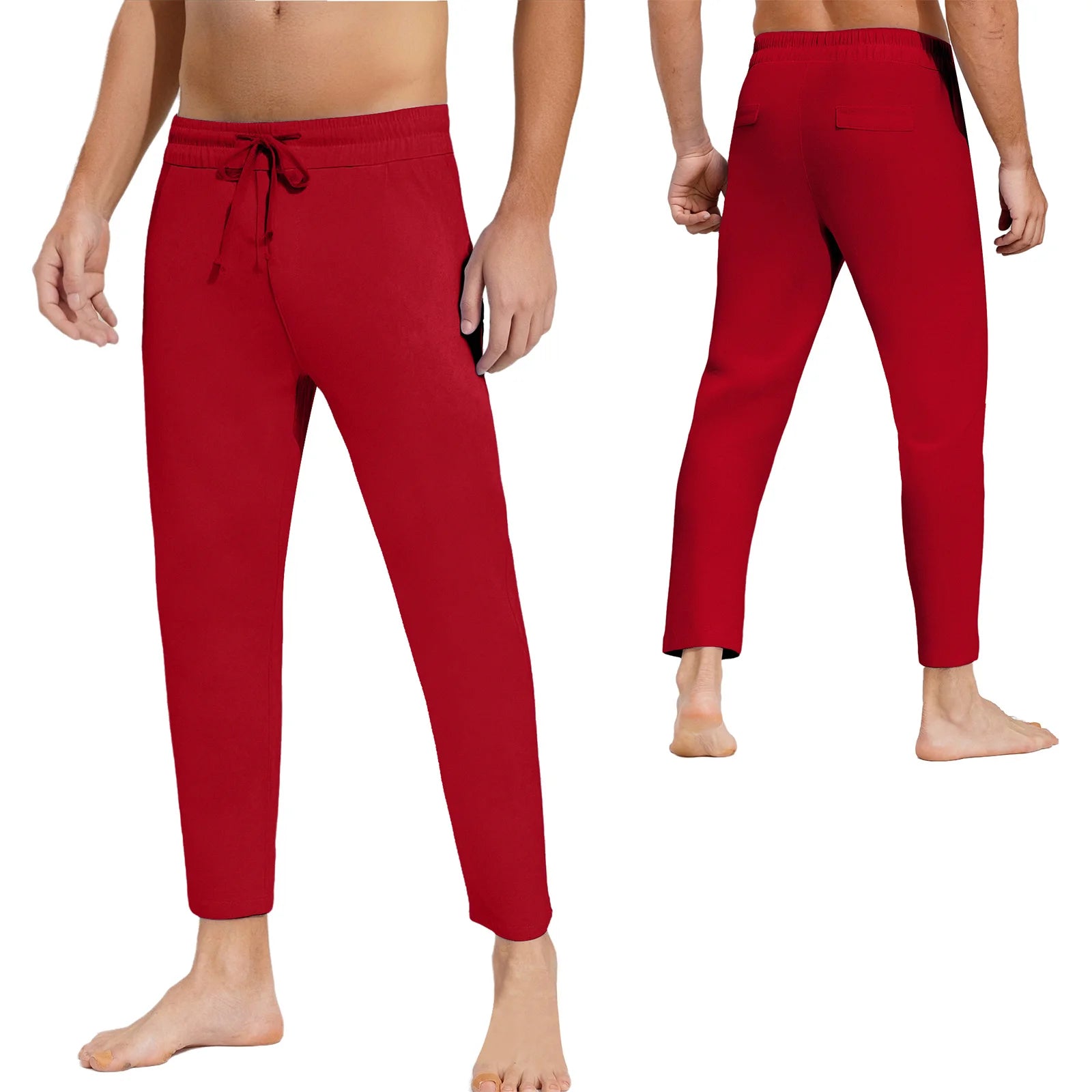 Mens Casual Loose Gym Jogging Fitness Sports Pants Drawstring Elastic Waistband Straight-Leg Trousers Yoga Training Sweatpants